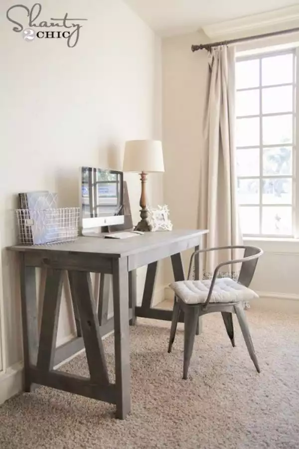 A truss desk with a retro vibe