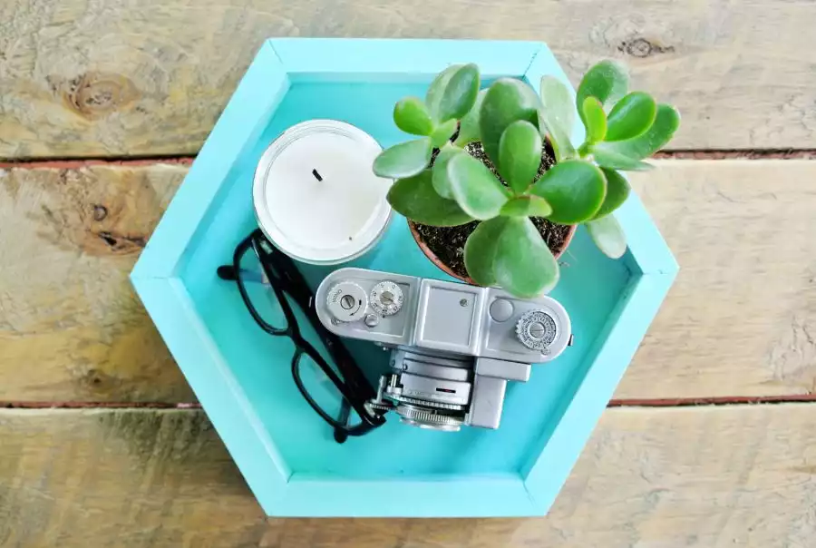 A versatile wooden tray with a geometric design