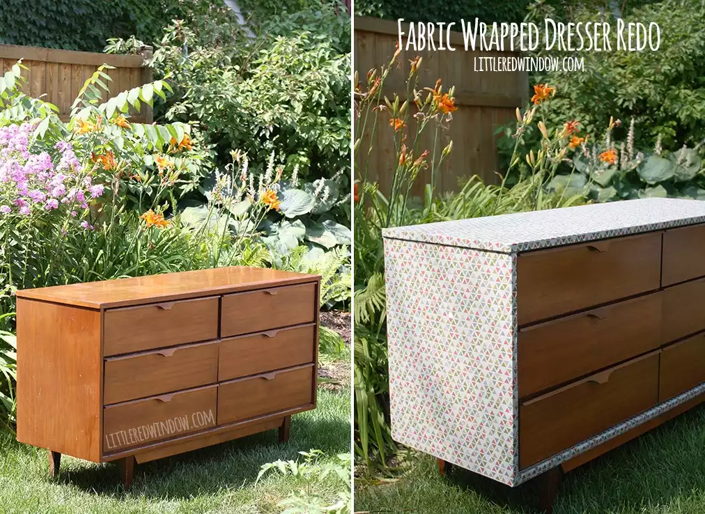 Add some fabric for an old dresser