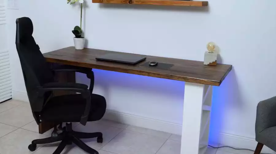 Affordable desk with accent lighting