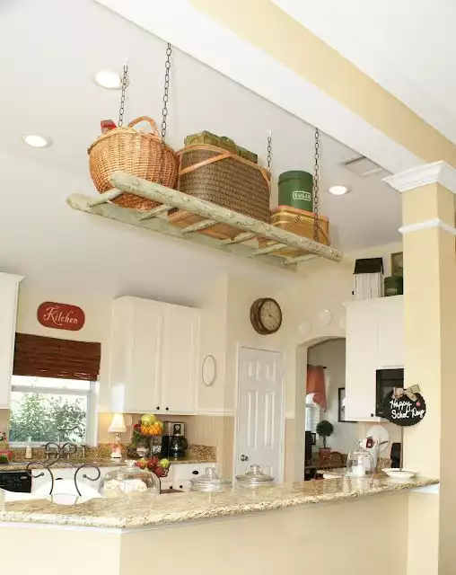 Another ladder storage kitchen