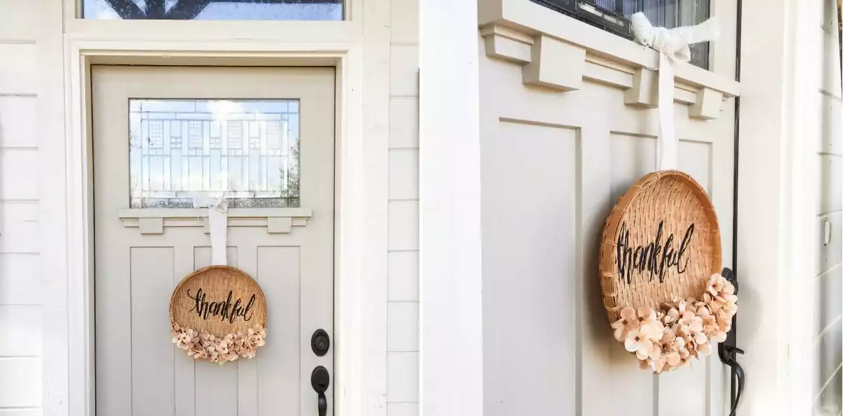 Thankful Wicker Basket Wreath