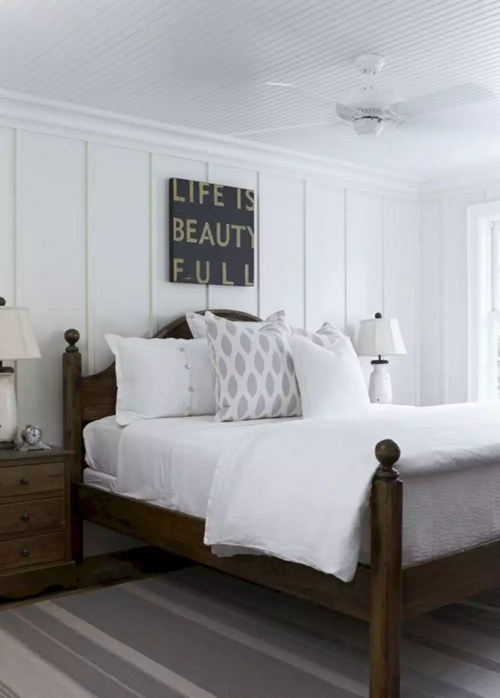 Beadboard ceiling farmhouse bedroom