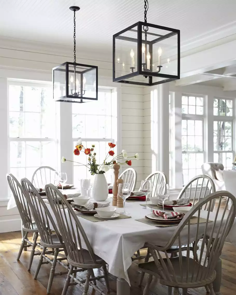 Beadboard ceiling farmhouse dining room