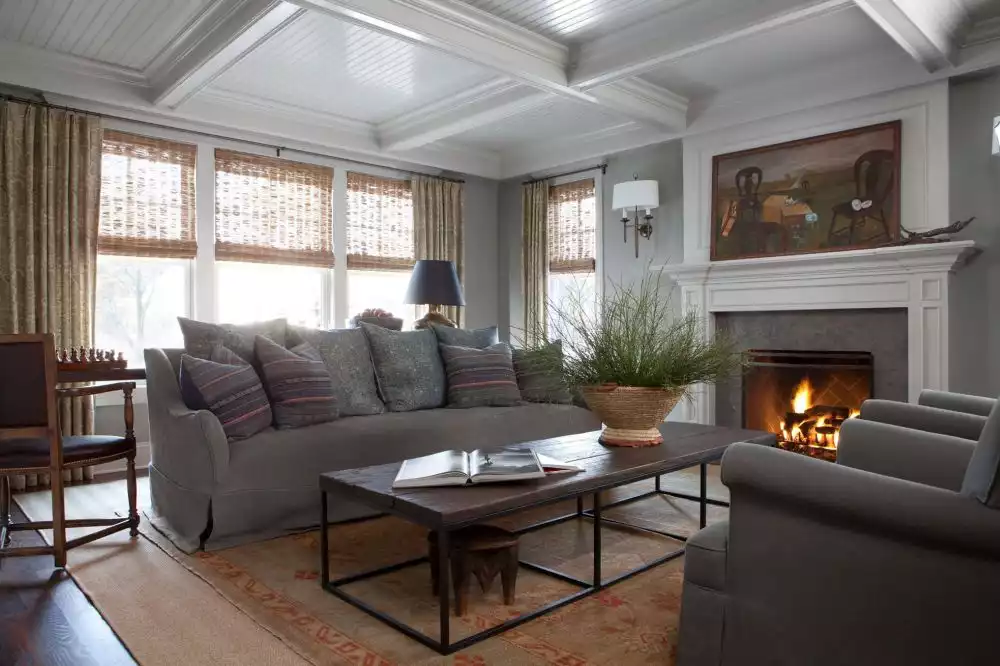 Beadboard ceiling traditional living room