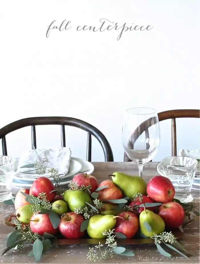 An Apple and Pear Inspired Fall Centerpiece