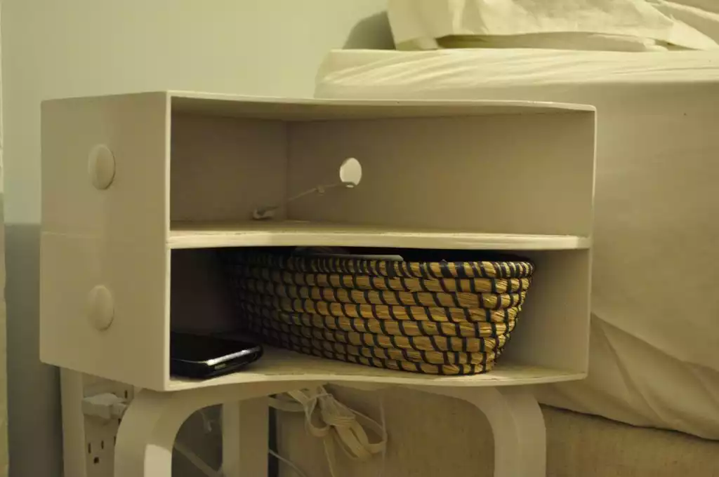 Custom-made nightstand with just the right shape 