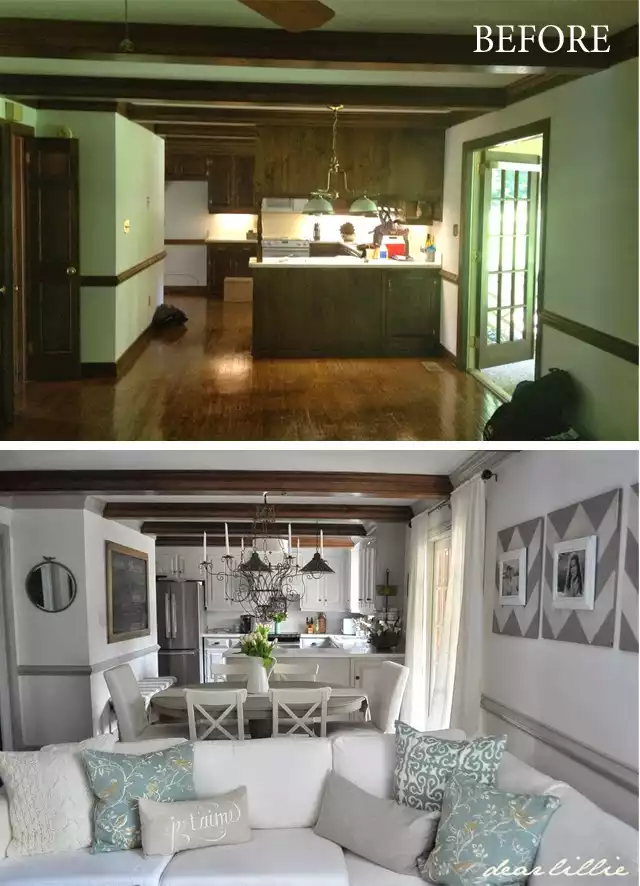 Before and after kitchen dining room