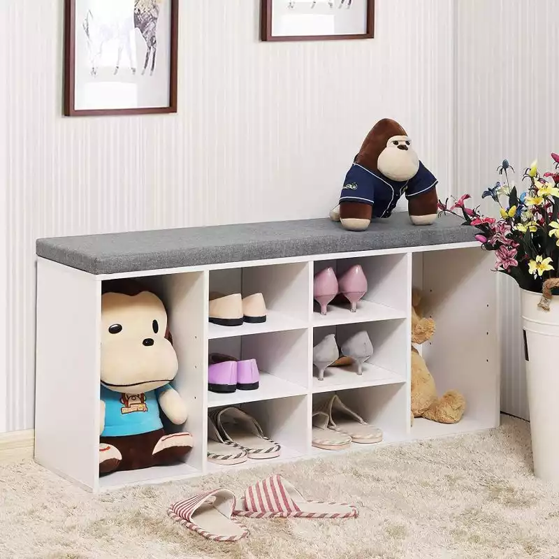 Cubbie Shoe Cabinet Storage Bench with Cushion