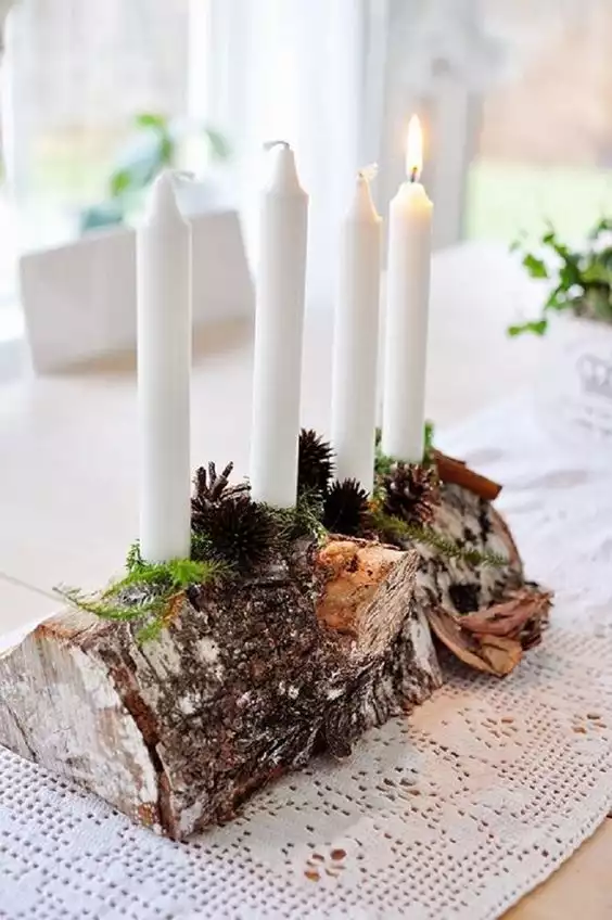 Birch wood candle holder for a natural look