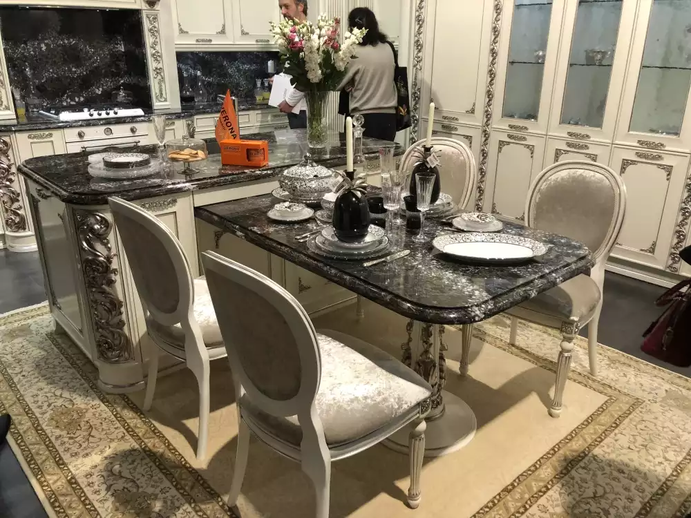 Black and white baroque style kitchen decor