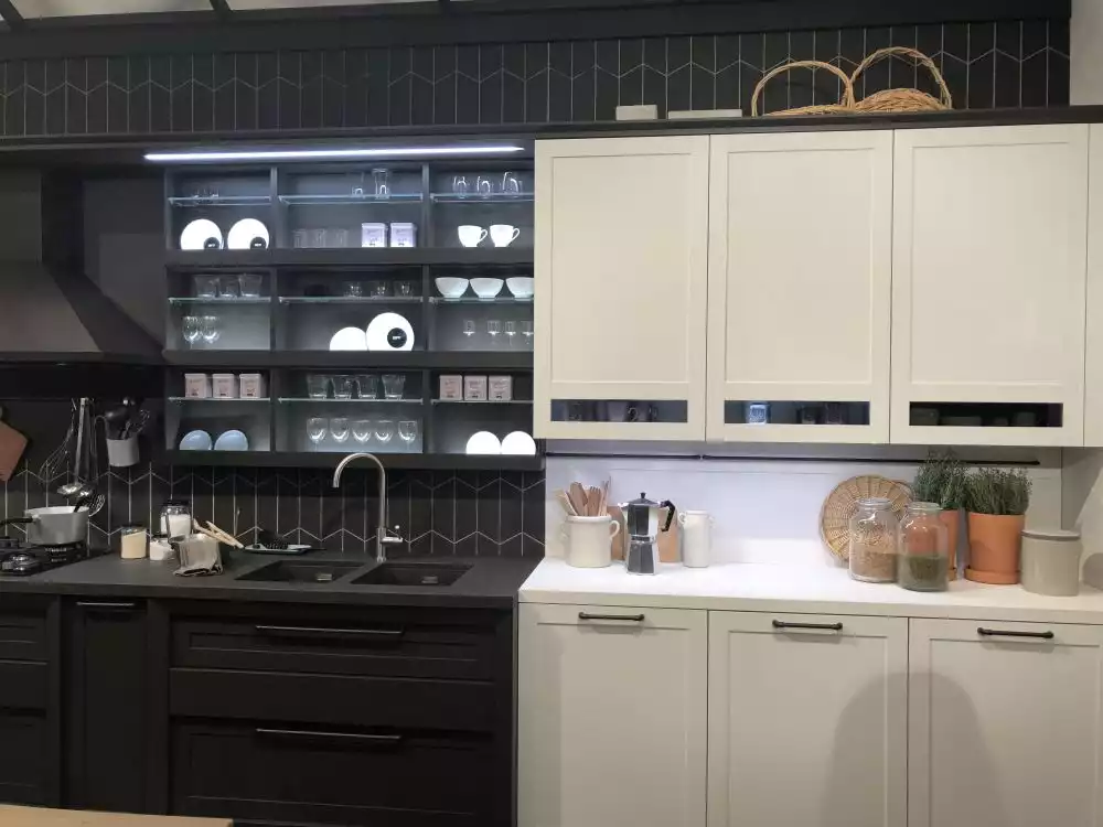 Black and white kitchen cabinet design