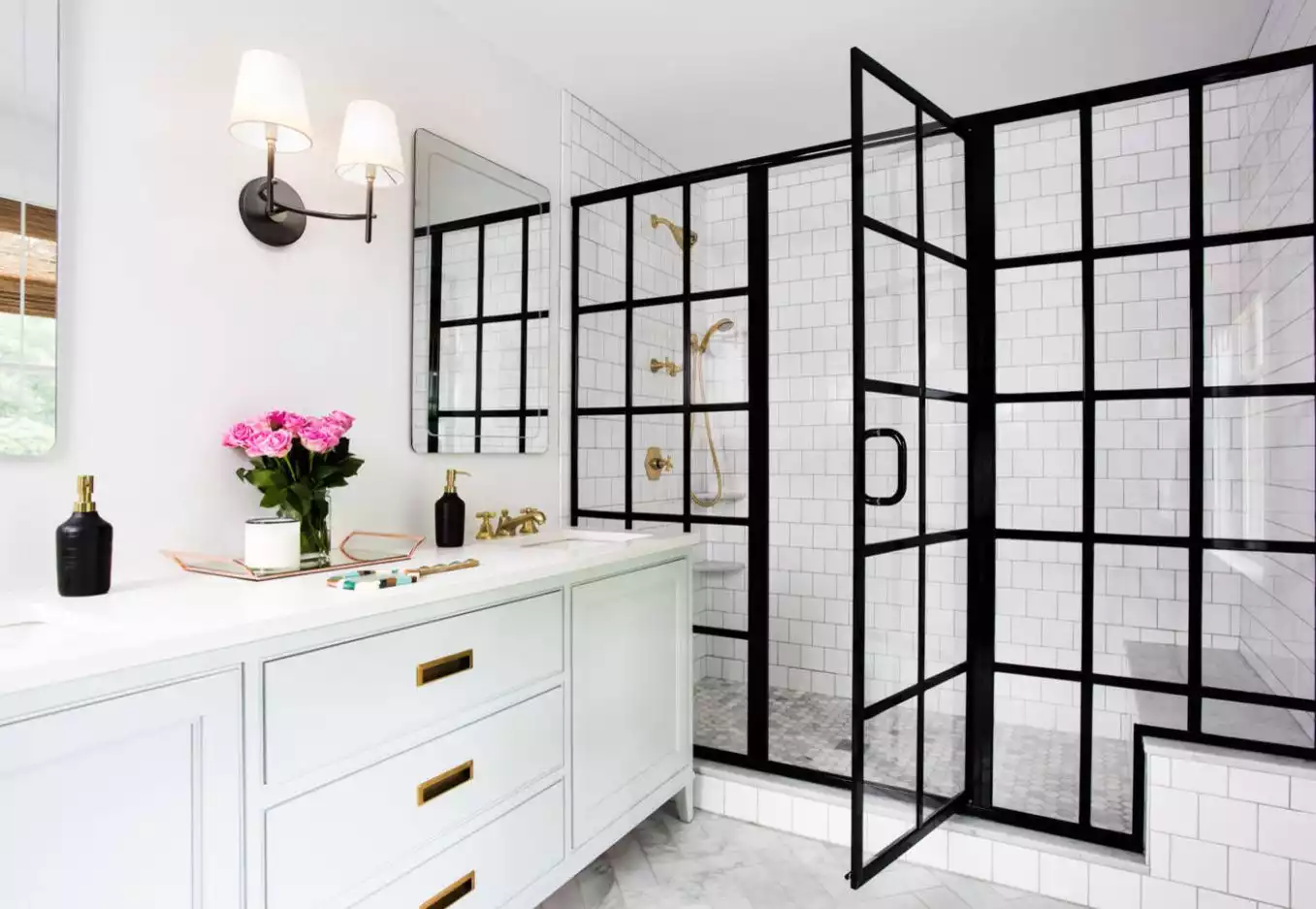 Black frame wall shower design
