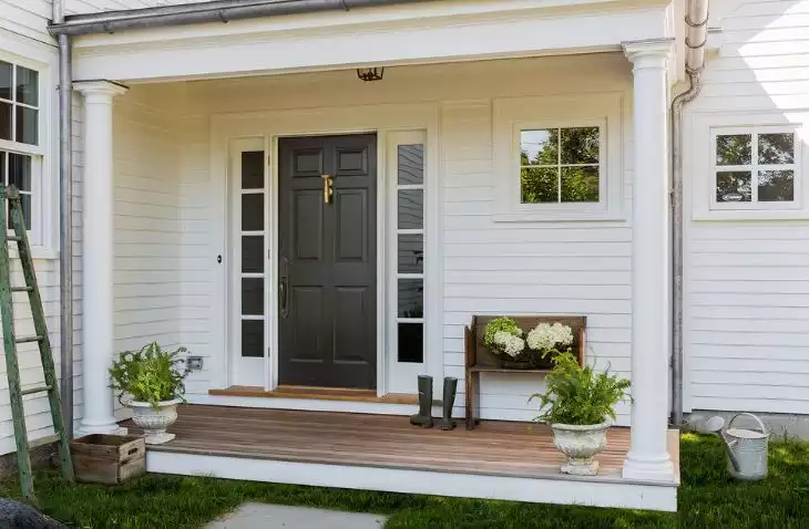 Black painted front door