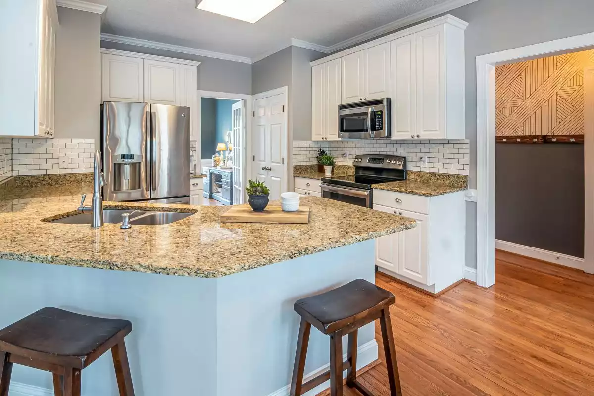 Brown Granite with a Subway Tile Backsplash