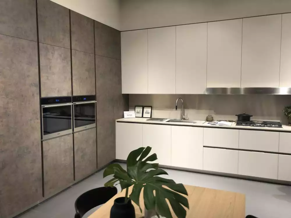 Brown and white kitchen cabinet color