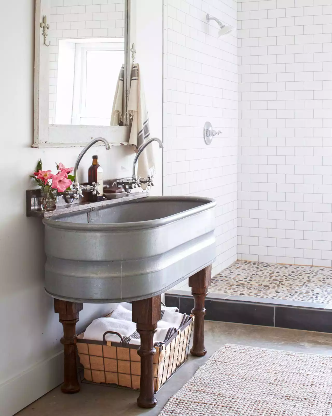 Cabin galvanized bathroom vanity