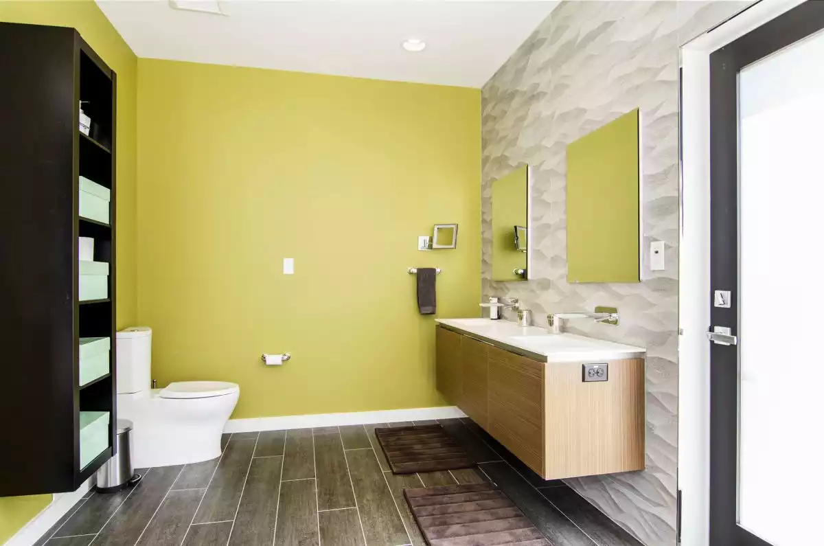 Chartreuse bathroom wall