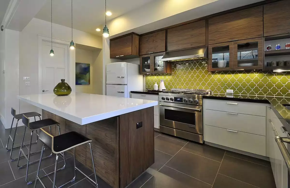 Chartreuse kitchen backsplash