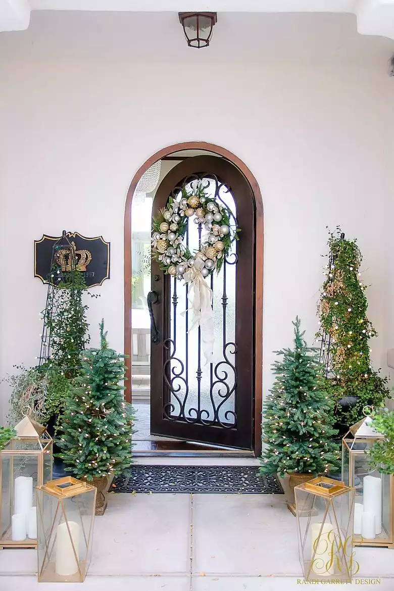 Christmas home decor with silver and gold