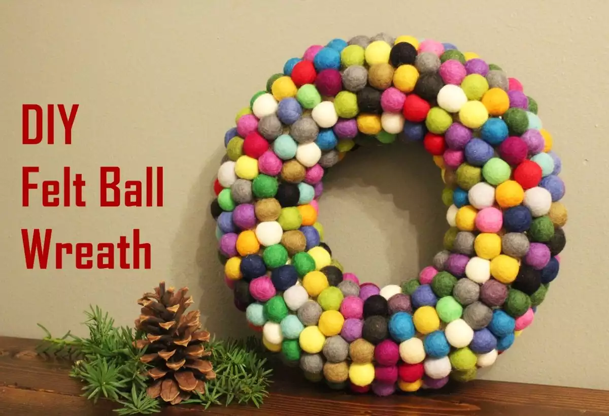 Christmas wreath made of felt balls