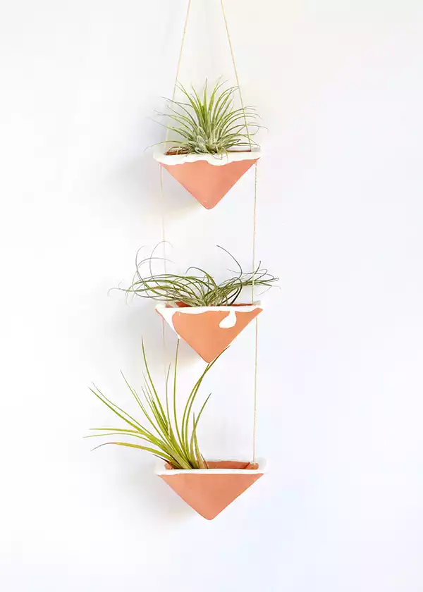 Clay hanging air plant holders