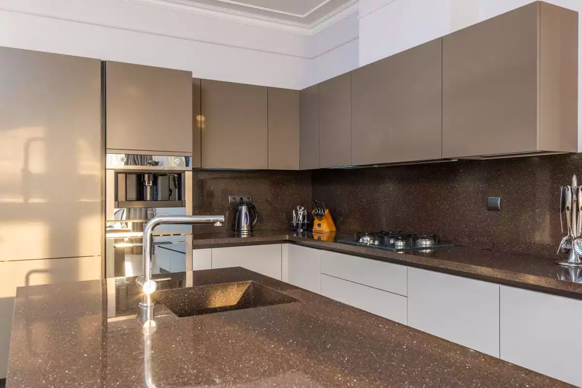 Coffee Brown Granite with Two Toned Cabinets