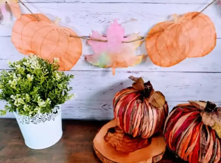 Coffee Filter Pumpkin Garland