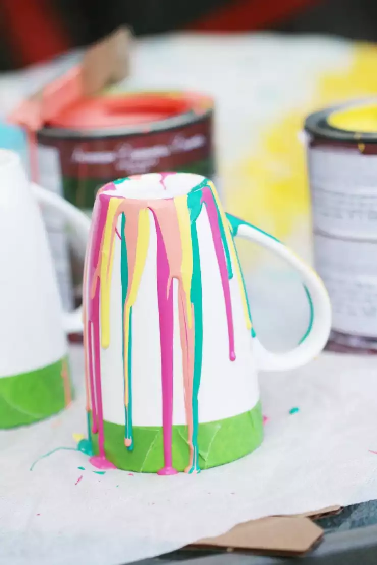 Coffee mug drip painting