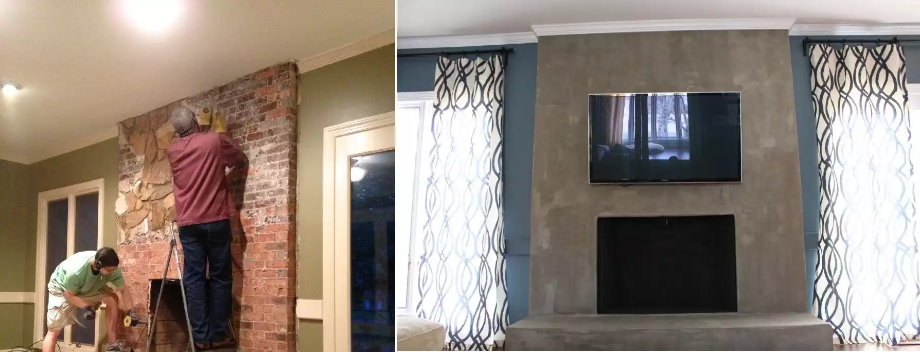 Concrete fireplace makeover
