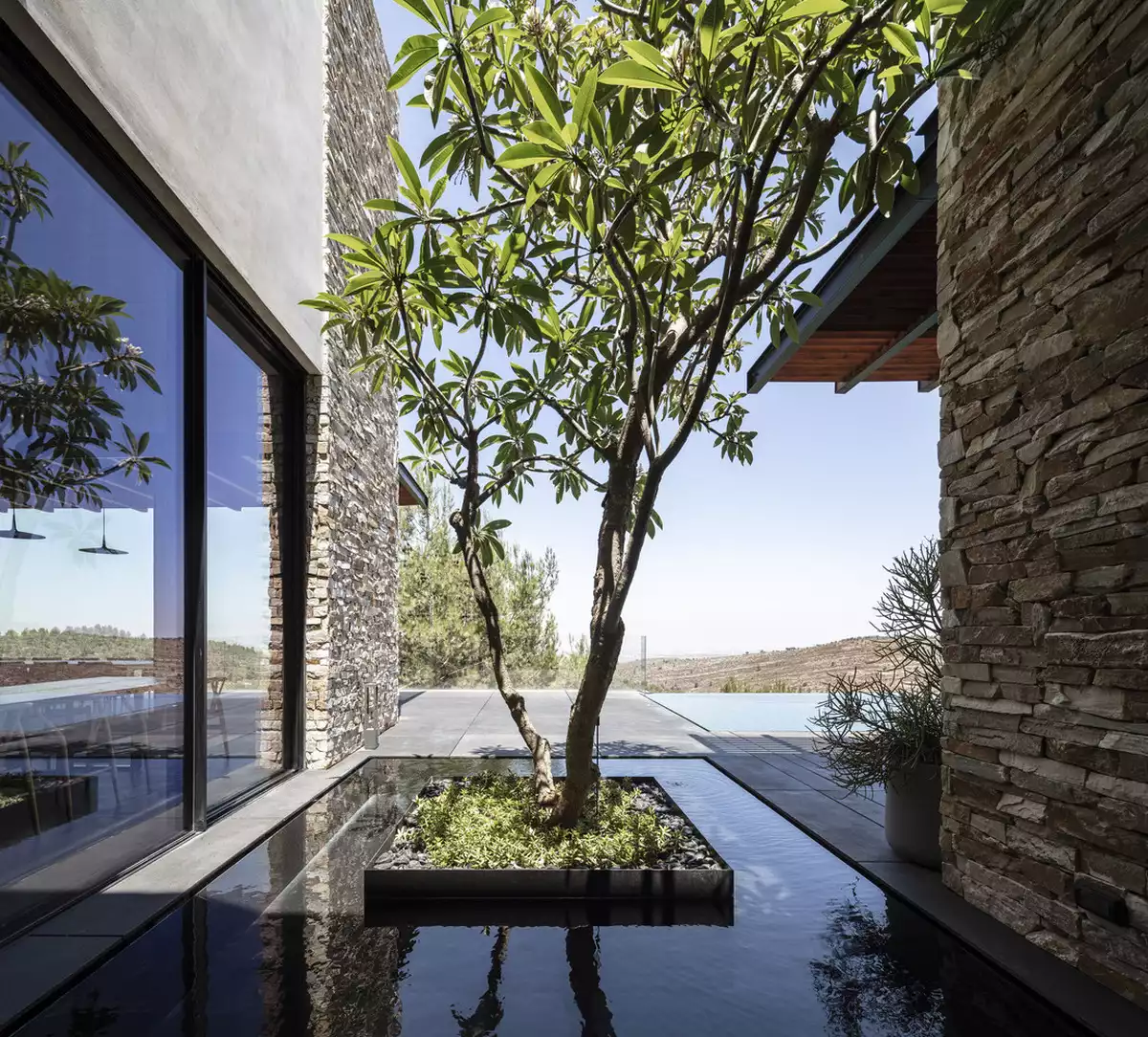 The house's modern design capitalizes on the beautiful views