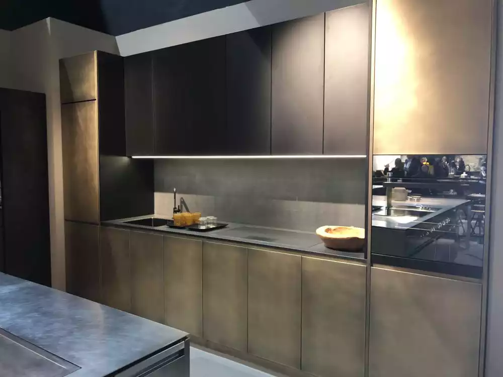 Copper color kitchen cabinets