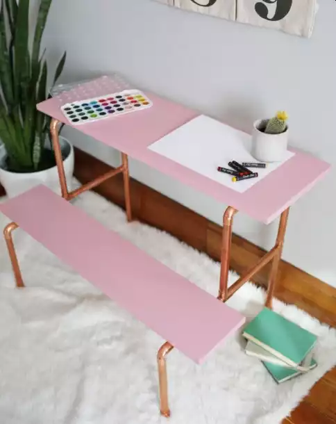 Custom copper pipe kid’s desk