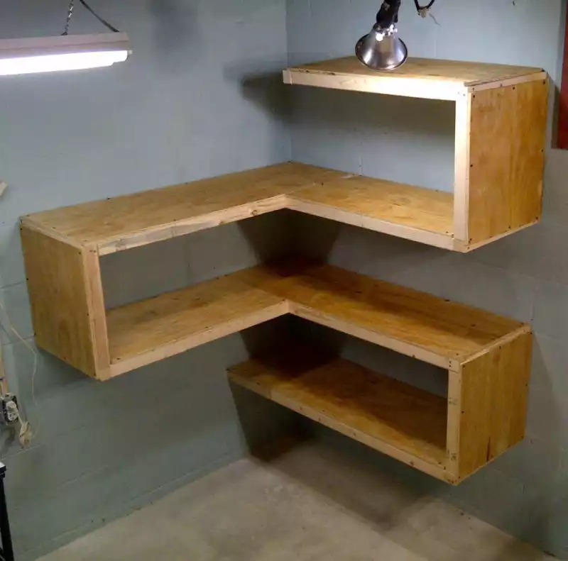 Corner zig zag shelves