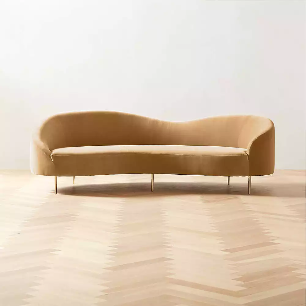 Curvo Camel Velvet Sofa