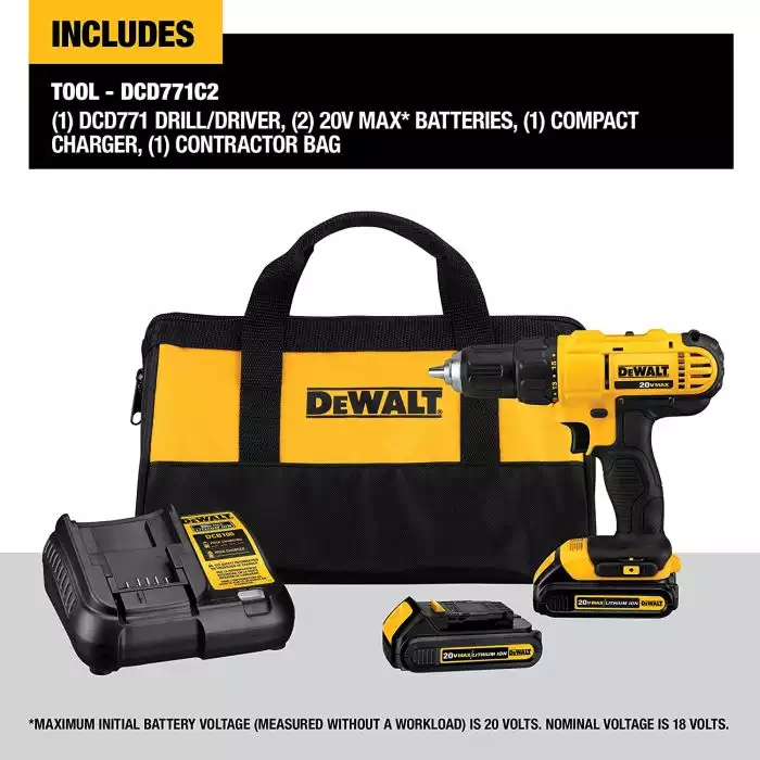 We Recommend this Drill Driver: DEWALT 20V Max Cordless Drill / Driver Kit