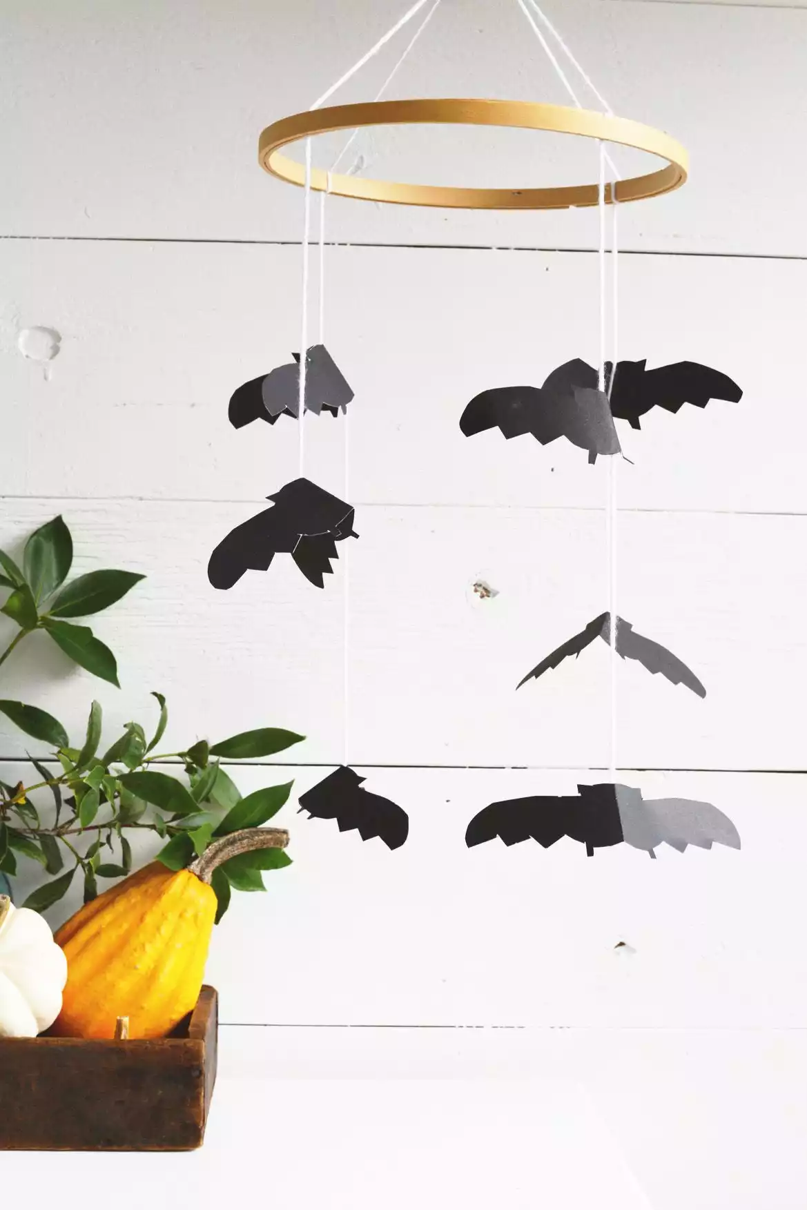 Embroidery Hoop Halloween-themed bat mobile