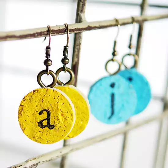 Monogram Cork Crafts Earrings