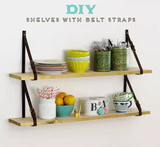 DIY Shelves with Belt Straps