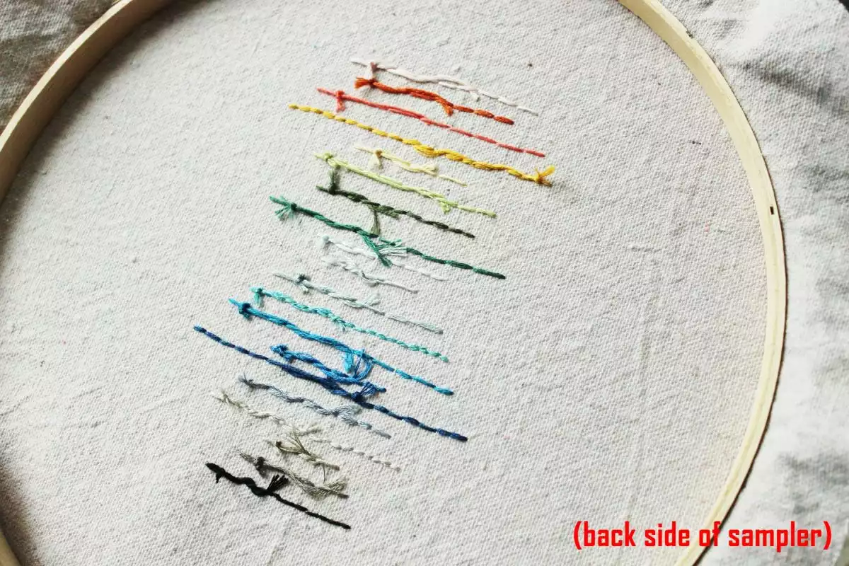 DIY Simple Modern Sampler- cut any loose or long threads on the back side of your fabric