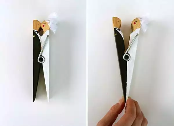 DIY clothespin bride and groom 5