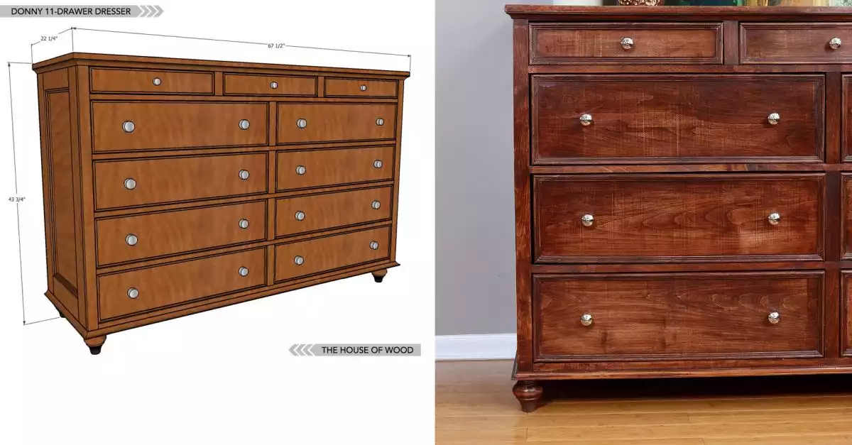  Solid wood dresser with a classic design 