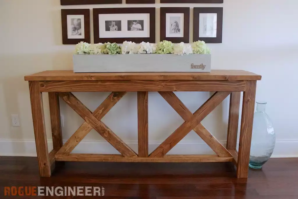 DIY x brace console table