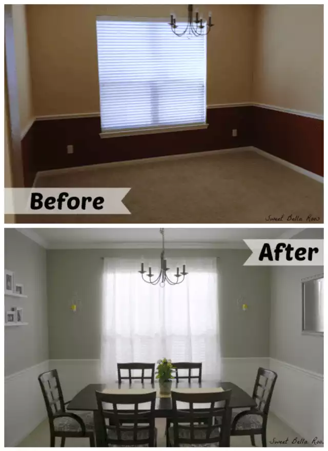 Dining room before and after renovation