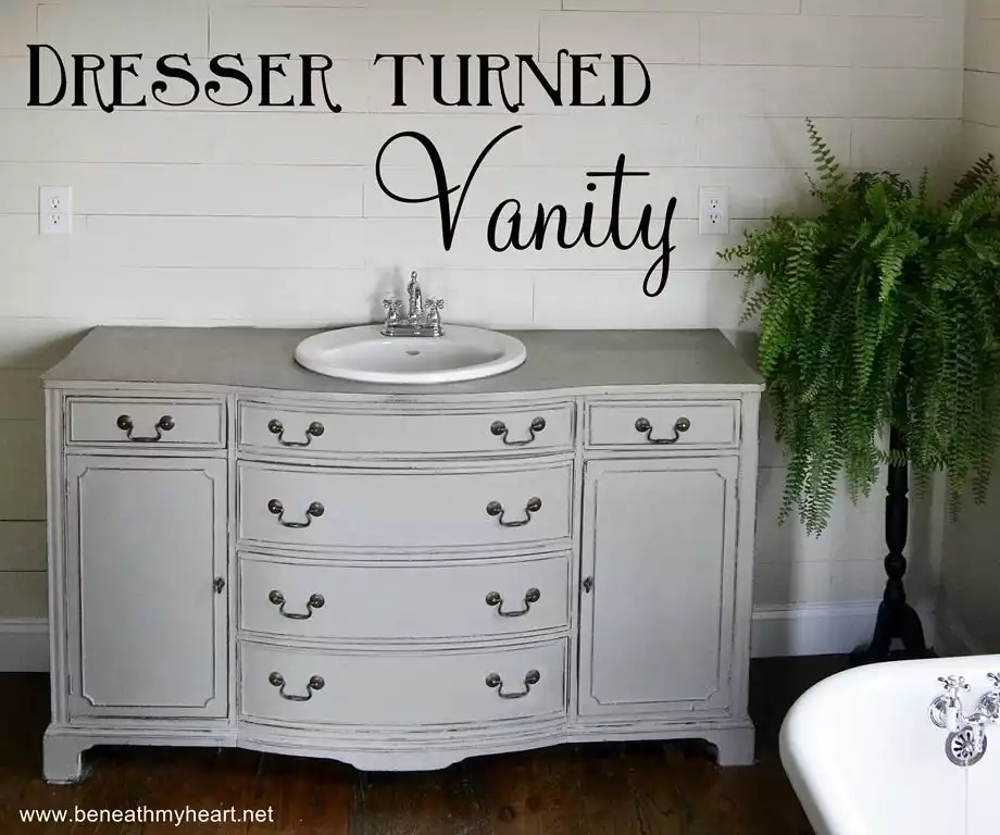 Dresser turned into vanity