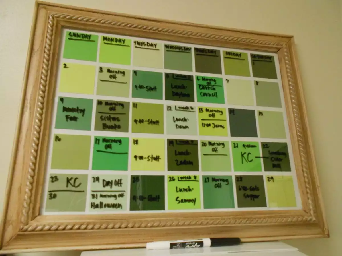 Dry erase calendar
