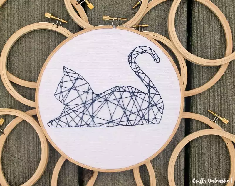 String art silhouette on white canvas
