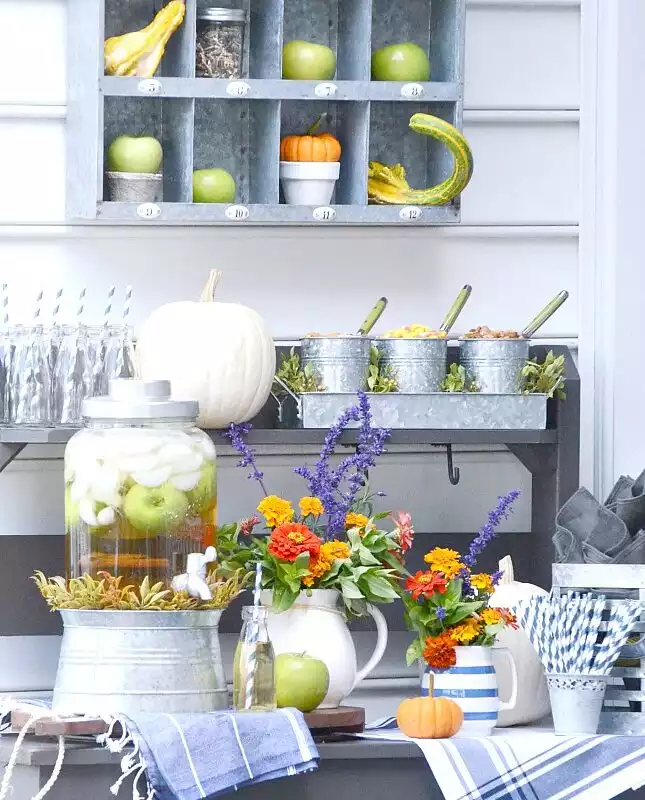 Fall Drink Bar With Apple Water Dispenser