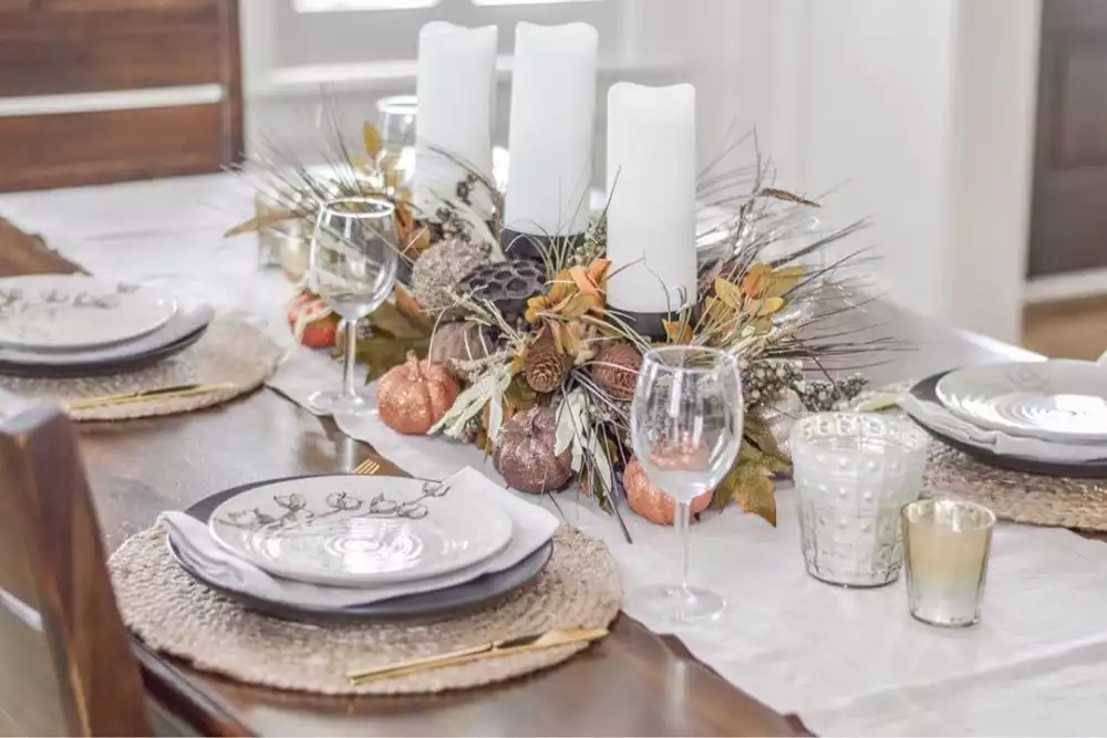 Pumpkins and Pine Cones Display