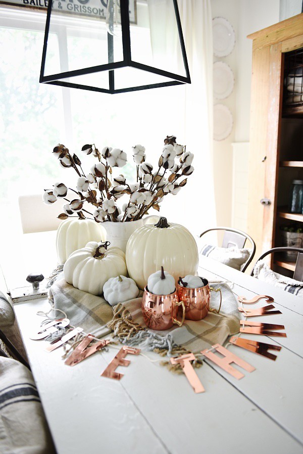 White and Copper Fall Table Display